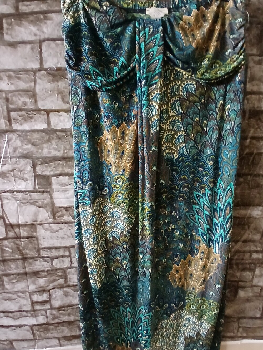 Perseption Teal, Turquoise & Gold Paisley Maxi Skirt
